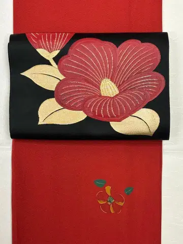 앤티크 동백 기모노와 오비 세트