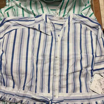 2장 세트 ANNA LUNA 반팔 셔츠 스트라이프 L