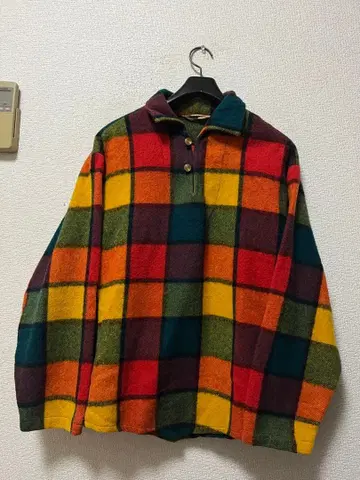 60s FoxKnapp 멜톤 울 셔츠 /M 체크