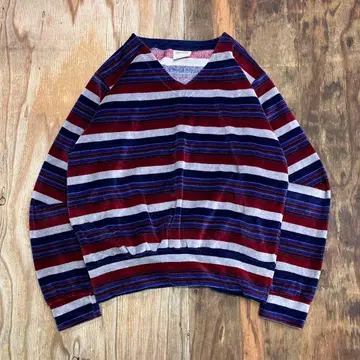 80s 그랜드스 벨로아 보더 맨투맨 V넥 USA제 VTG