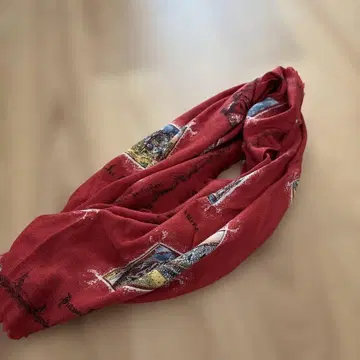 manipuri 풍경화 프린트 빨간색 스톨 베네치아