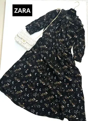 ZARA 플로럴 프린트 맥시 원피스 7부 소매