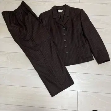 suntnp 다크 브라운 스트라이프 여성용 정장 세트 9호 울