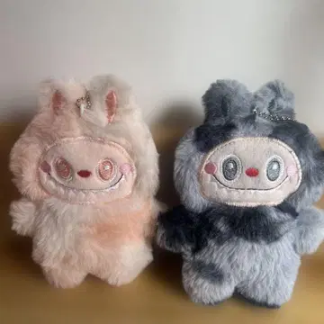 러브브 디자인 봉제 인형 키링 2종 세트 14cm 삑삑 소리 나는