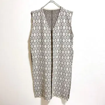 앤제이 사이드 슬릿 자카드 니트 베스트 원피스 베이지 브라운