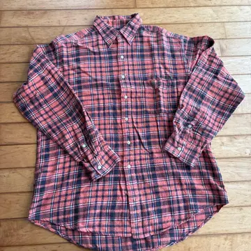 45rpm 체크 무늬 플란넬 셔츠 오렌지 계열