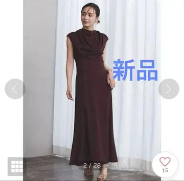 anuans 프론트 드레이프 저지 원피스 새상품 레드 와인 컬러