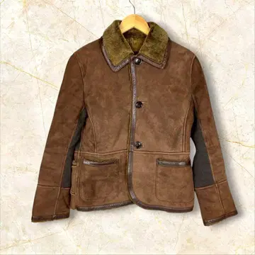 브라운 무스탕 코트 퍼 포함