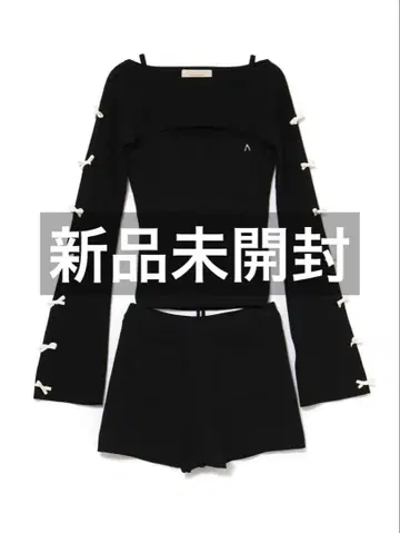 andmary Cindy ribbon knit set up black