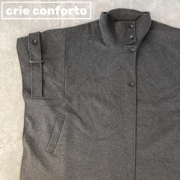 crie conforto 밤 네이비 스탠드 카라 판초