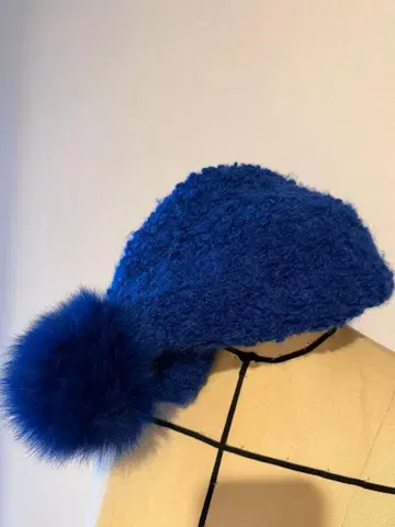 misaharada 퍼 달린 베레모 로얄 블루