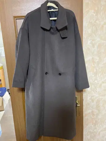 그레이 더블 브레스트 체스터 코트