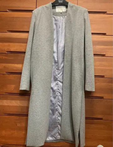 AIYALIU 라이트 그레이 울 롱 코트 깔끔한 자켓