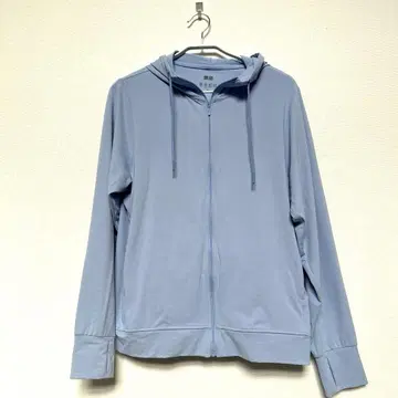 새상품급 UNIQLO 에어리즘 라이트 블루 풀 집업 후드티 XL 사이즈