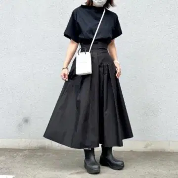 미라 오웬 랜덤 턱 롱 스커트