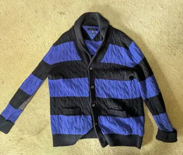 tommy hilfiger 숄카라 보더 가디건