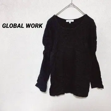 3510T 글로벌 워크 긴팔 블라우스 상의 주름 가공 블랙 M