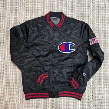 미사용 한정판 Champion 블랙 바시티 자켓 S