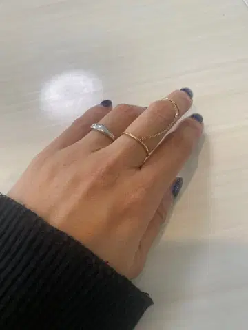 COCOSHNIK K10 골드 체인 레이어드 반지 세트