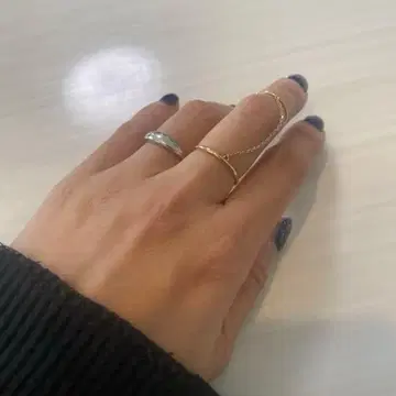 COCOSHNIK K10 골드 체인 레이어드 반지 세트