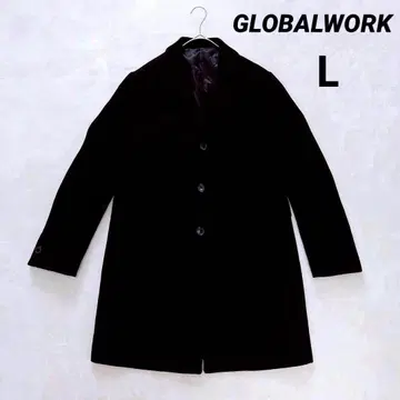 [글로벌 워크] 체스터 코트 미들 기장 (L) 블랙 울 혼방 캐주얼