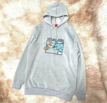 [톰 and 제리] 남녀 공용 후드티 그레이 F 사이즈