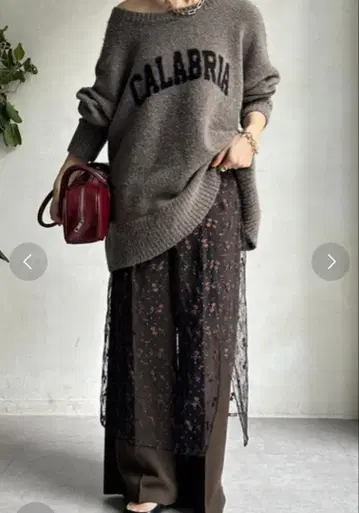 DouDou 꽃무늬 비침 롱 스커트