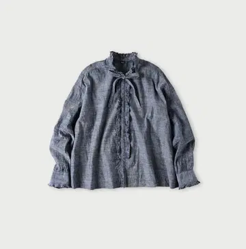 45R 인도 카디 타크 프릴 보타이 블라우스