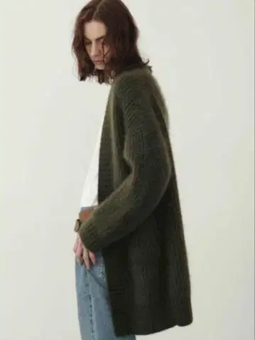 BATONER 슈퍼 키드 모헤어 가디건 카키