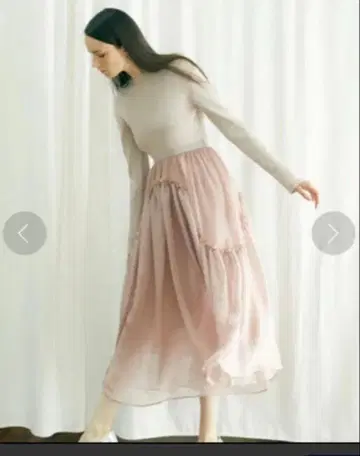 FURFUR COMBI KNIT OP 리브 쉬폰 롱 원피스