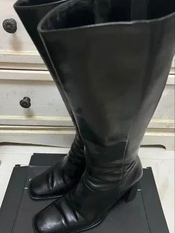 블랙 롱 부츠 스퀘어토 38 (25cm 정도)