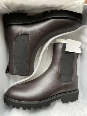 코다와리 밑창의 사이드 고어 부츠 / 소가죽 / 블랙 브라운 / 25cm