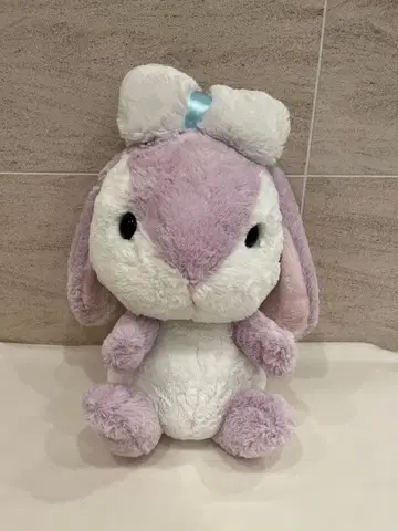 토끼 봉제 인형 보라색과 화이트 30cm