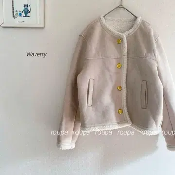 Waverry 골격 웨이브 숏 기장 무스탕 자켓