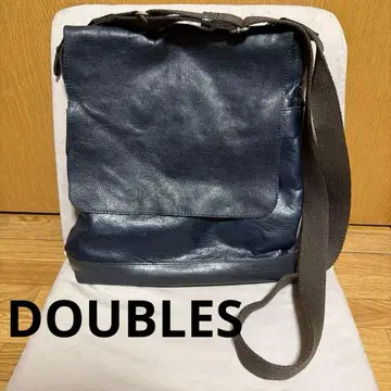 DOUBLES 더블스 숄더백 네이비 천연 가죽 올 가죽