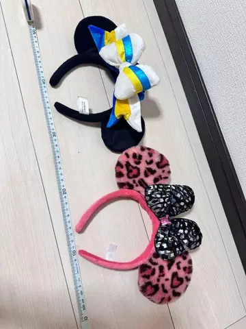 디즈니 레오파드 무늬와 블랙 리본의 머리띠 레어