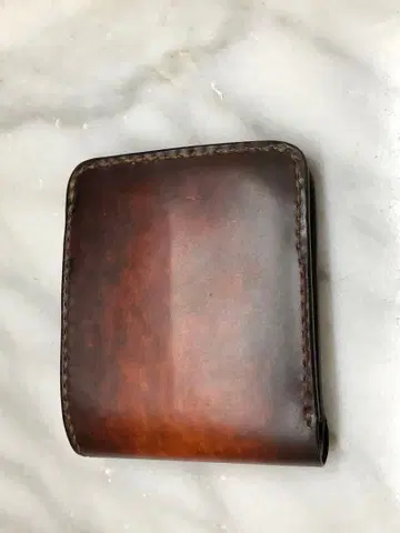 이단 접이식 지갑 히메지 탄로 손염색 손바느질 손염색 앤티크 브라운