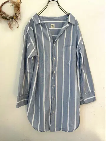 론 헤르만 스트라이프 코튼 셔츠 파랑과 하양 스트라이프