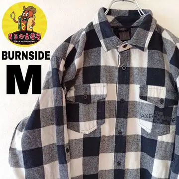 USA 구제 의류 BURNSIDE 플란넬 셔츠 M 블랙 화이트 체크