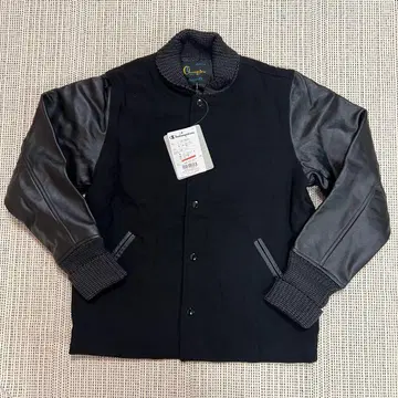 택 포함 새상품 champion 가죽 바시티 자켓 블랙 M C3-G604