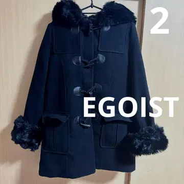 EGOIST 인조 모피 더플 코트 블랙