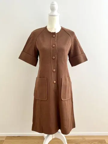 빈티지 쇼와 레트로 브라운 니트 원피스 M