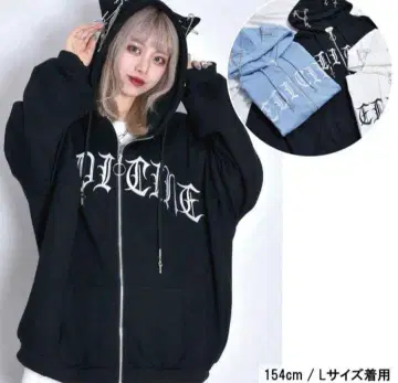 volcan&aphrodite 고양이 귀 후드티 블랙