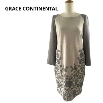 그레이스 콘티넨탈 꽃무늬 프린트 긴팔 타이트 원피스 자수