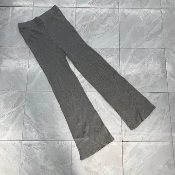 coen 리브 니트 팬츠 플레어 와이드 코튼 100% 그레이 M 사이즈