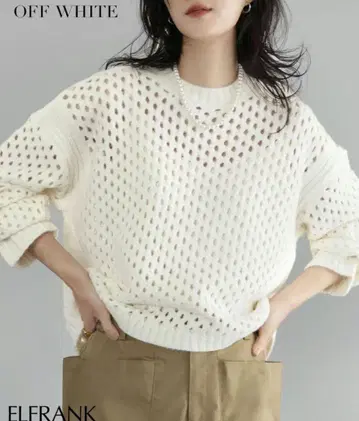 [ ELFRANK ] 시스루 니트 풀오버 / 화이트