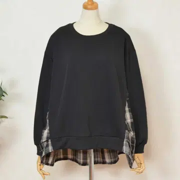 새상품 택 포함 M(여유로운 핏) 블랙 속기모 x 체크 무늬 튜닉 여성용