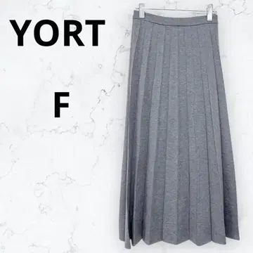 요트 스커트 플리츠 롱 기장 허리밴딩 그레이 가로 지퍼 F