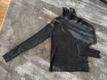 리브 메쉬 블랙 니트 스웨터 F