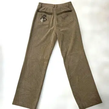 이탈리아 이타리야 사이즈 9 베이지 코듀로이 캐주얼 팬츠 레오파드 무늬